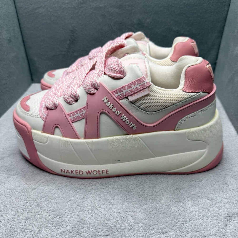 Naked Wolfe Track Baby Pink White Chunky Platform Sneakers Women's EU 38 US 8